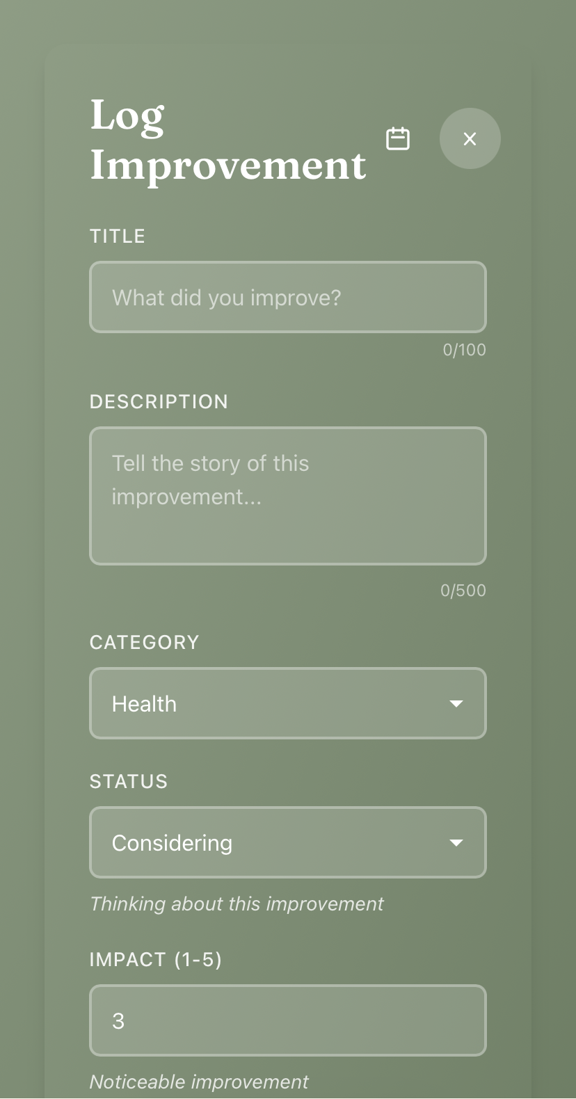 Add improvement form