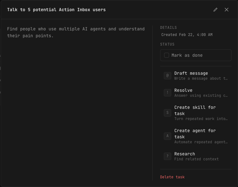 Contextual AI action menu