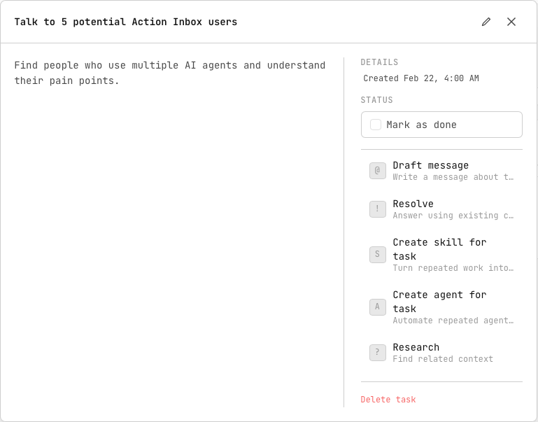 Contextual AI action menu