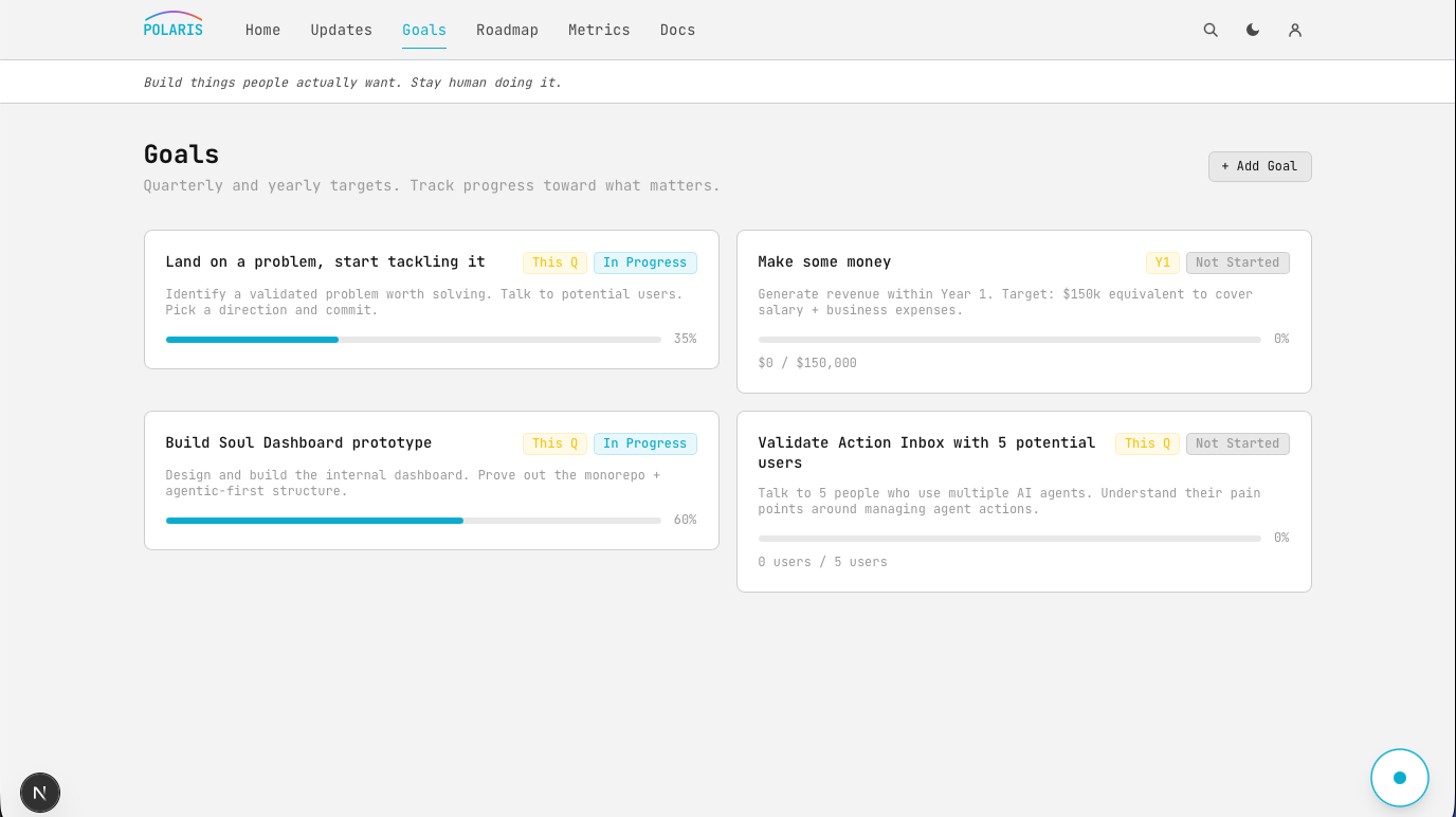 Goals page