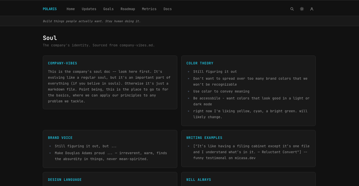 Values page