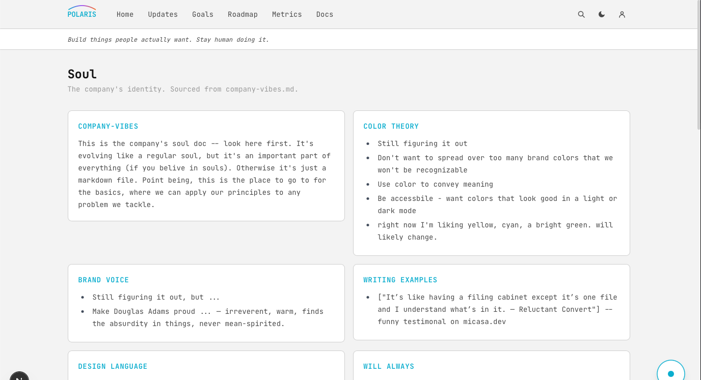Values page